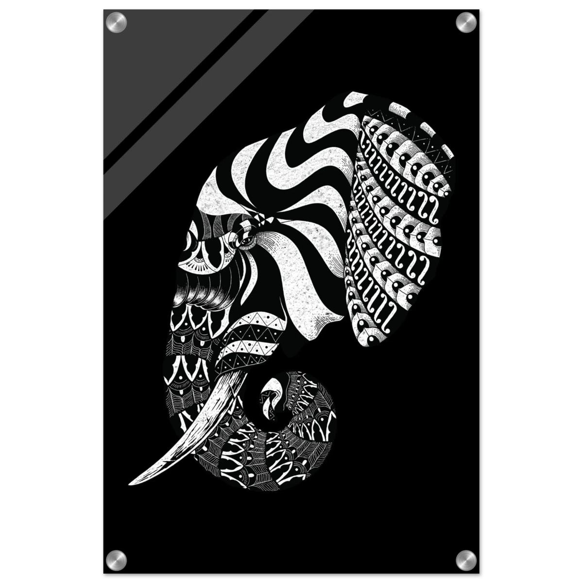 The Ornamental Titan | Minimalist Black and white Wall art print - 40x60 cm / 16x24″ - Acrylic Print -