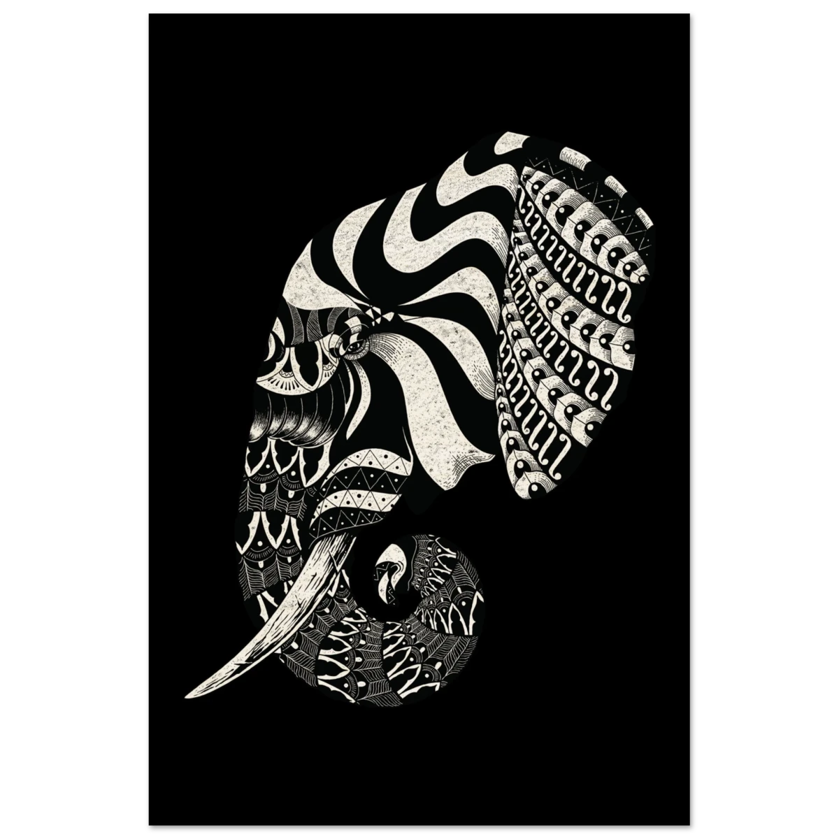 The Ornamental Titan | Minimalist Black and white Wall art print - 60x90 cm / 24x36″ - Wood Prints -