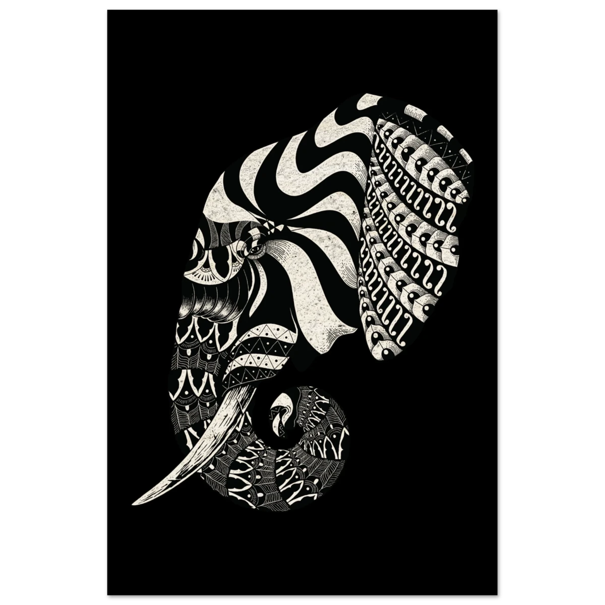 The Ornamental Titan | Minimalist Black and white Wall art print - 50x75 cm / 20x30″ - Wood Prints -
