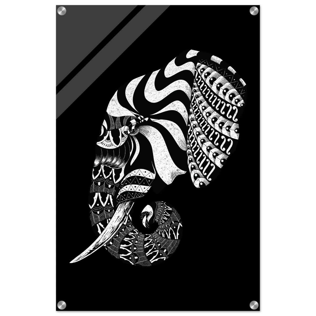 The Ornamental Titan | Minimalist Black and white Wall art print - 50x75 cm / 20x30″ - Acrylic Print -