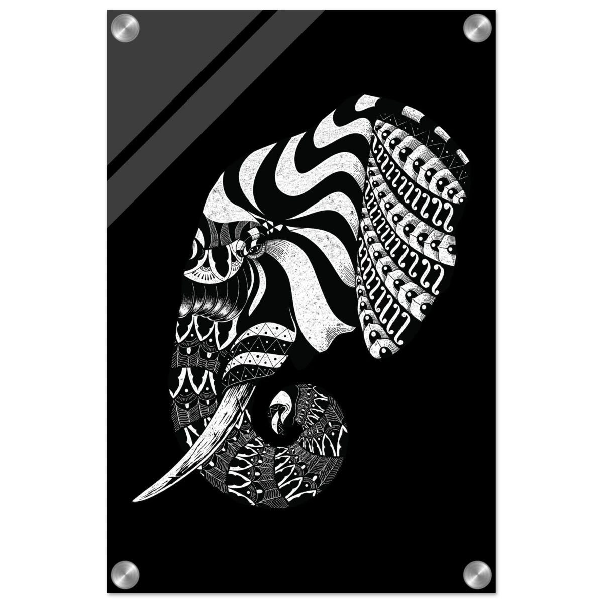 The Ornamental Titan | Minimalist Black and white Wall art print - 30x45 cm / 12x18″ - Acrylic Print -