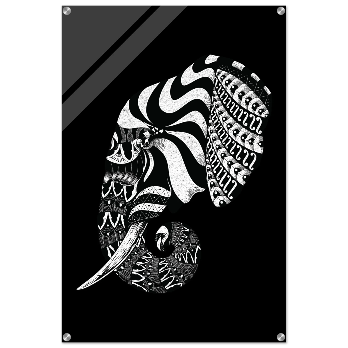 The Ornamental Titan | Minimalist Black and white Wall art print - 60x90 cm / 24x36″ - Acrylic Print -