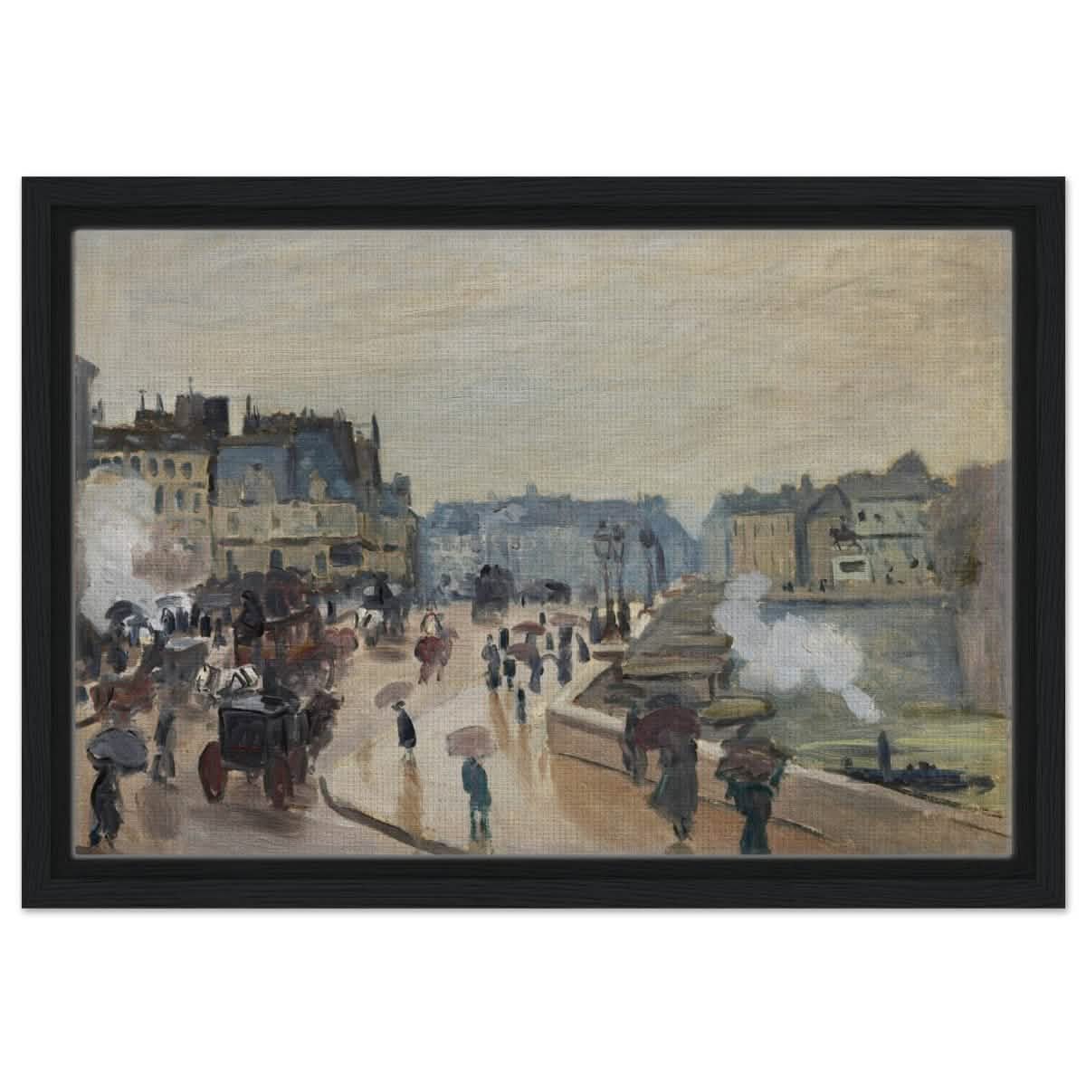 The Pont Neuf (1871), by Claude Monet | Wall art print - 30x45 cm / 12x18″ - Framed Canvas - Black frame