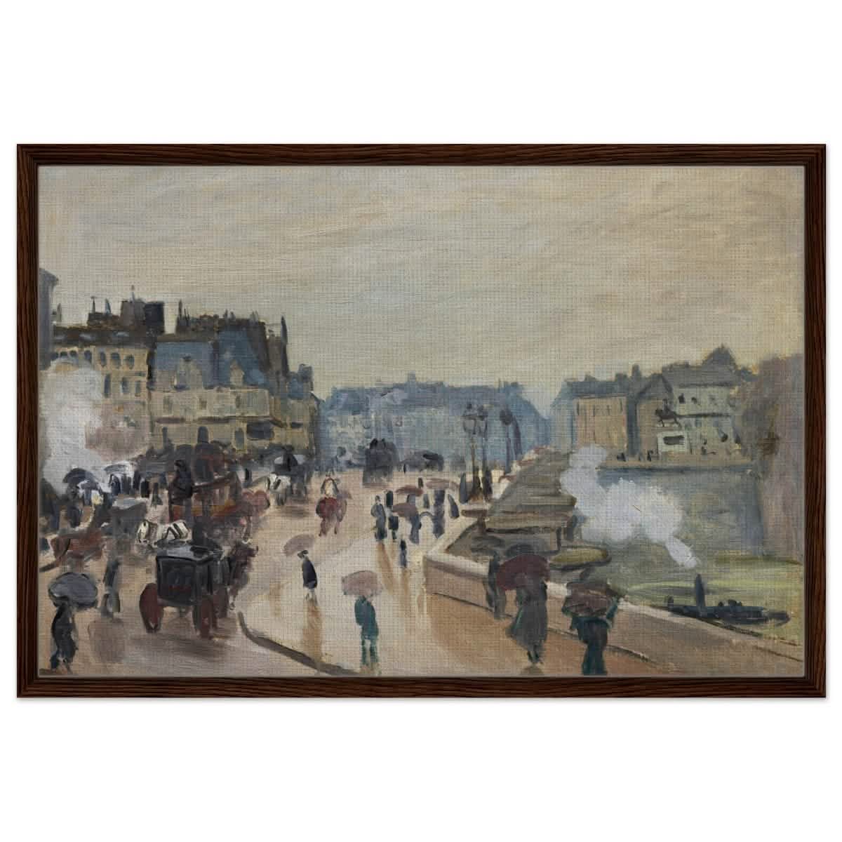 The Pont Neuf (1871), by Claude Monet | Wall art print - 60x90 cm / 24x36″ - Framed Canvas - Dark wood frame