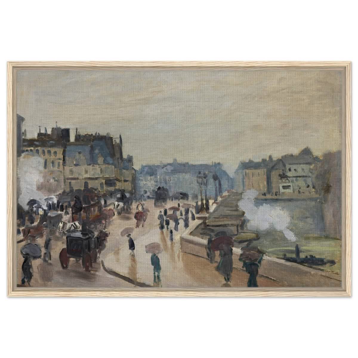 The Pont Neuf (1871), by Claude Monet | Wall art print - 60x90 cm / 24x36″ - Framed Canvas - Wood frame