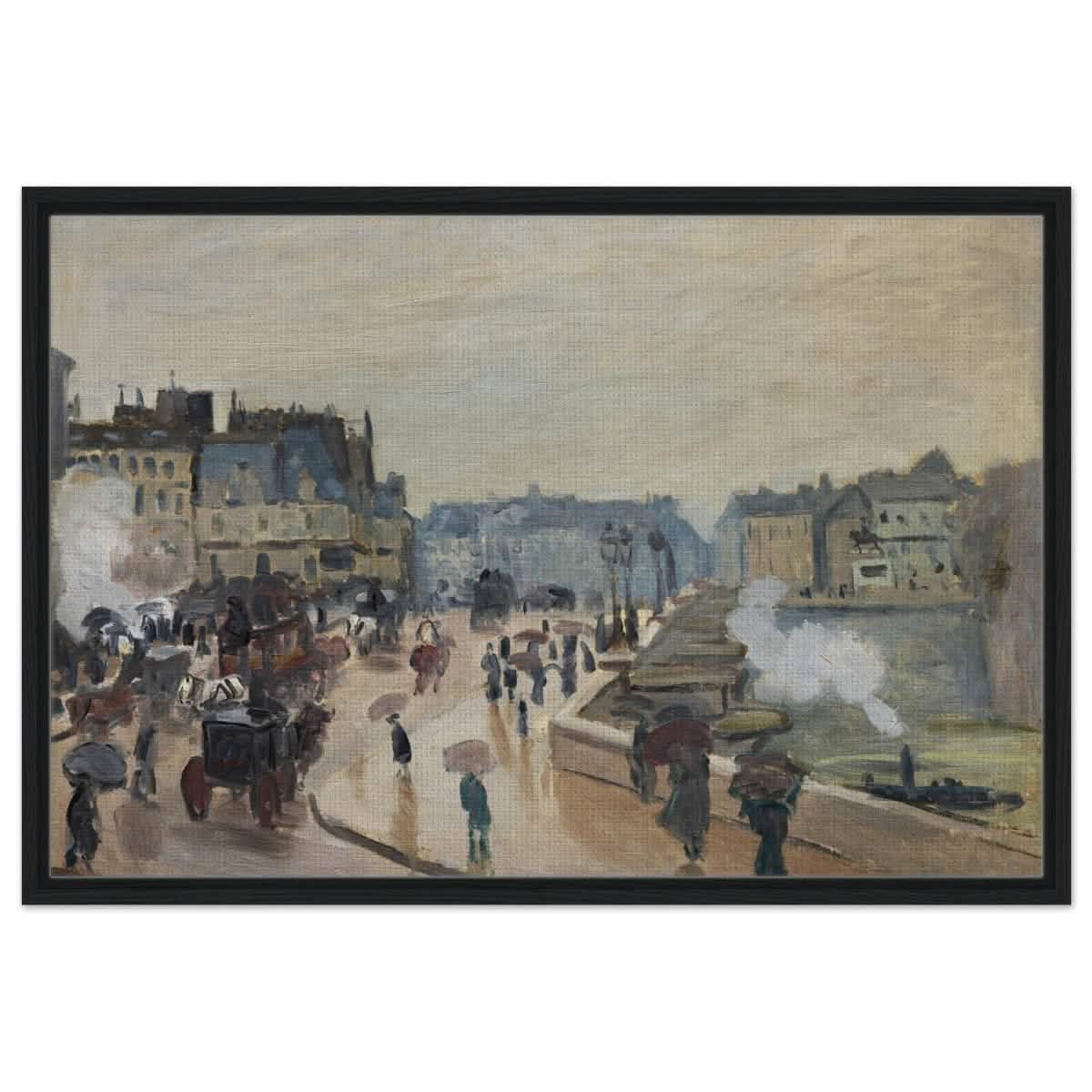 The Pont Neuf (1871), by Claude Monet | Wall art print - 60x90 cm / 24x36″ - Framed Canvas - Black frame
