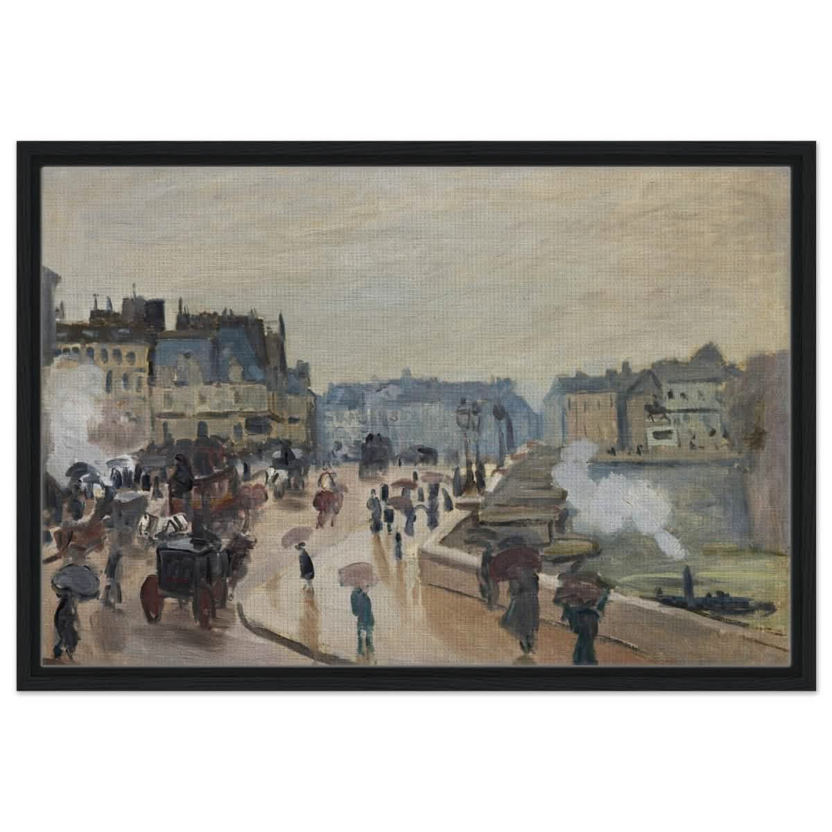 The Pont Neuf (1871), by Claude Monet | Wall art print - 50x75 cm / 20x30″ - Framed Canvas - Black frame