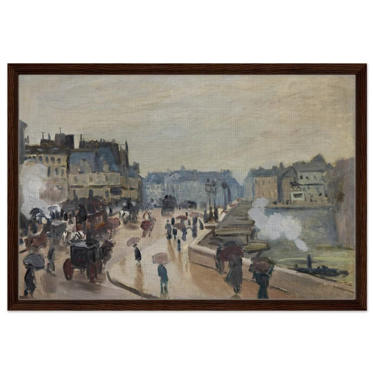 The Pont Neuf (1871), by Claude Monet | Wall art print - 50x75 cm / 20x30″ - Framed Canvas - Dark wood frame