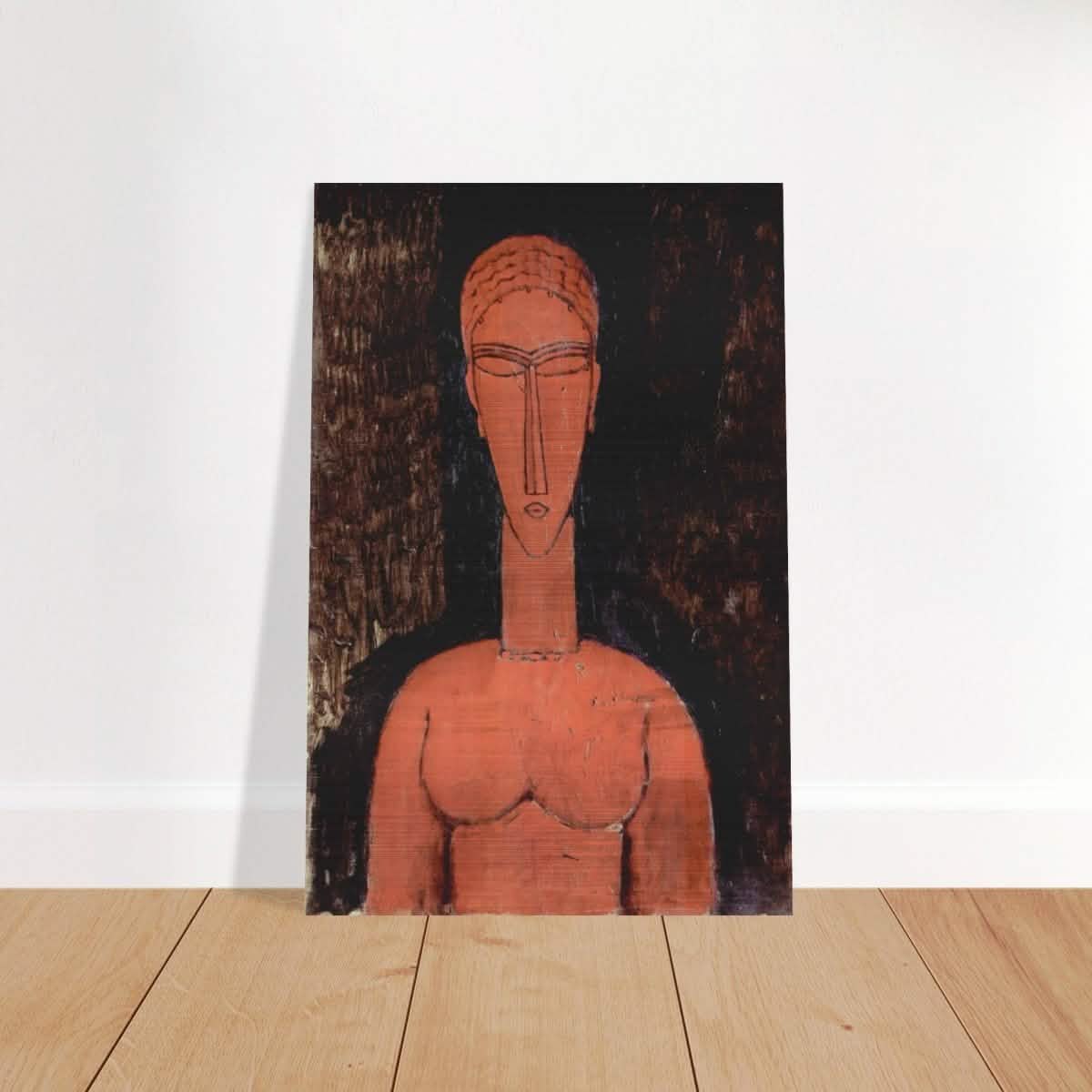 The Red Bust (1913) by Amedeo Modigliani | Vintage wall art print | Expressionism - Brushed Aluminum Print - 30x45 cm / 12x18″ -