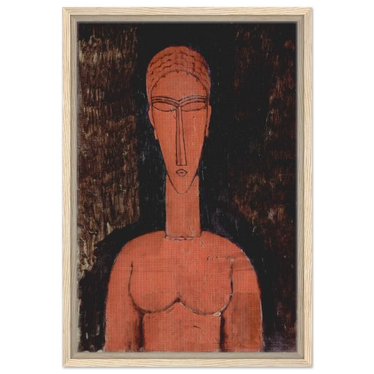 The Red Bust (1913) by Amedeo Modigliani | Vintage wall art print | Expressionism - Framed Canvas - 40x60 cm / 16x24″ - Wood frame