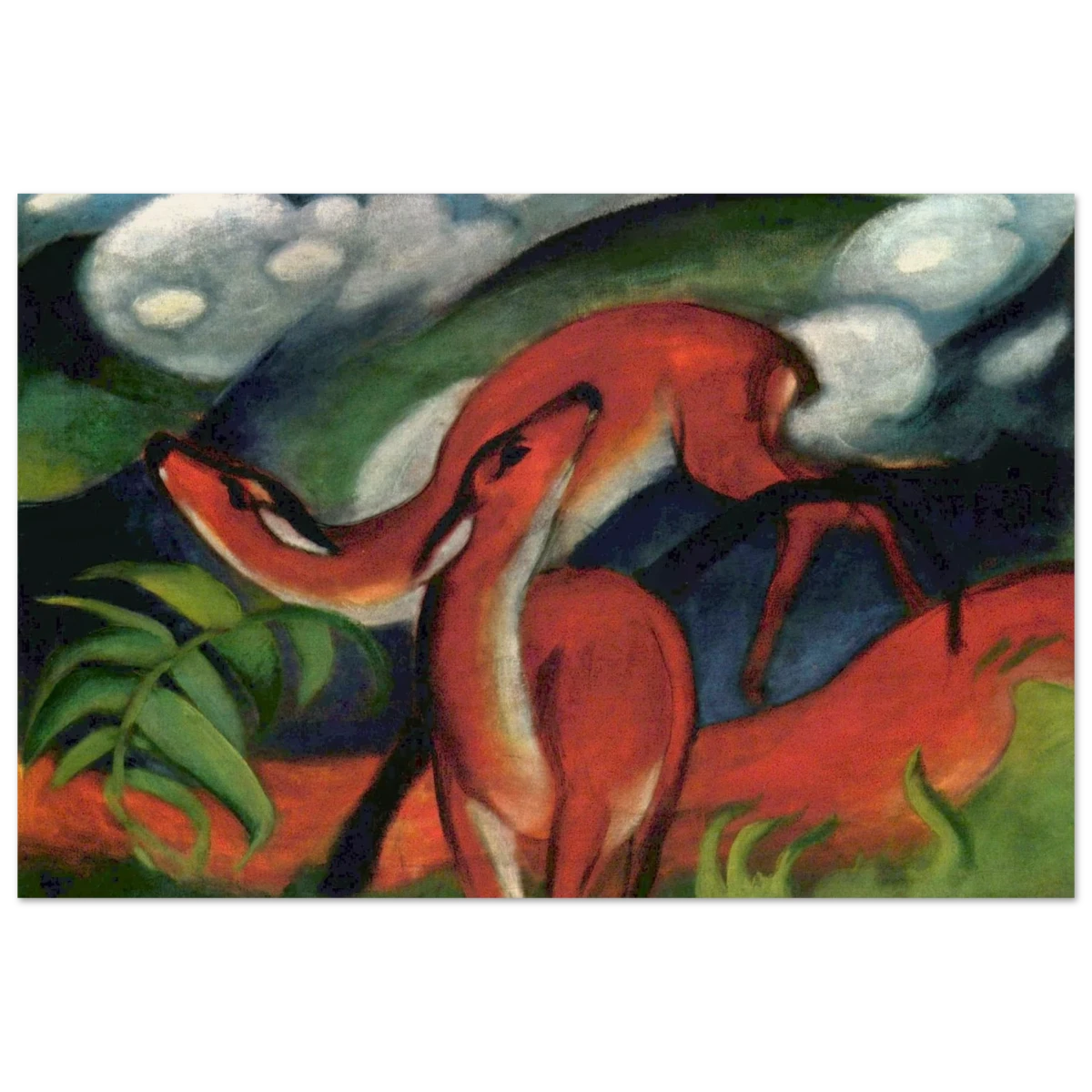 The Red Deer II – Franz Marc | Vintage Art Print - Wood Prints - 40x60 cm / 16x24″ -