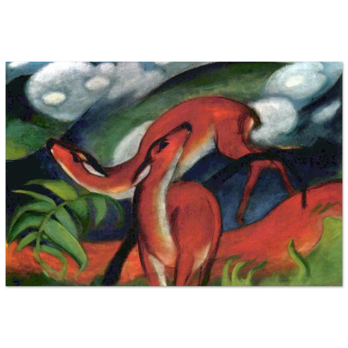 The Red Deer II – Franz Marc | Vintage Art Print - Fine Art Poster - 60x90 cm / 24x36″ -