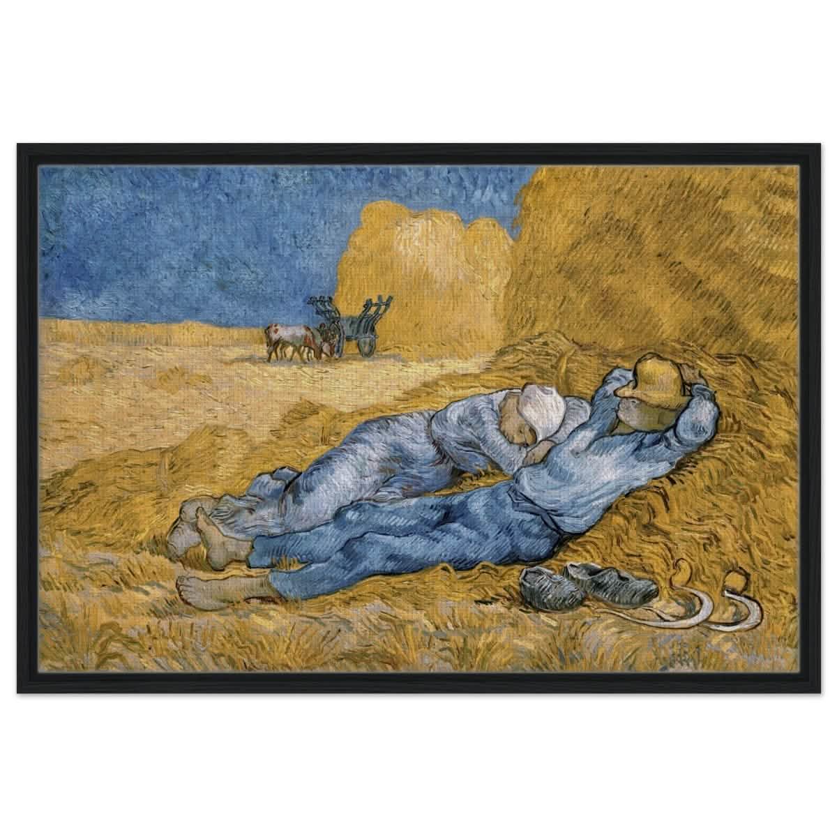 The Siesta | Noon: Rest from Work, 1889, by Vincent van Gogh | Vintage wall art print - Framed Canvas - 60x90 cm / 24x36″ - Black frame