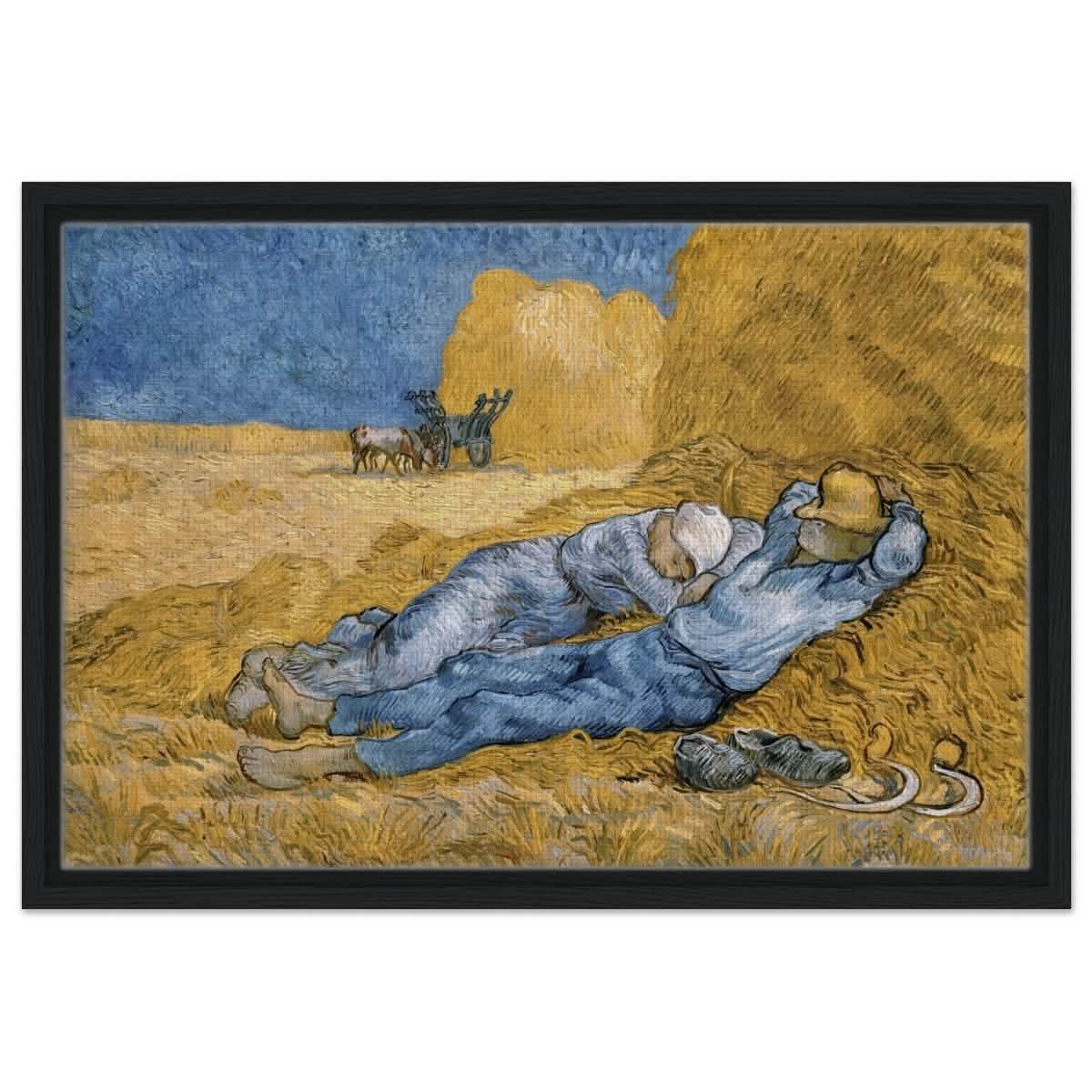 The Siesta | Noon: Rest from Work, 1889, by Vincent van Gogh | Vintage wall art print - Framed Canvas - 40x60 cm / 16x24″ - Black frame