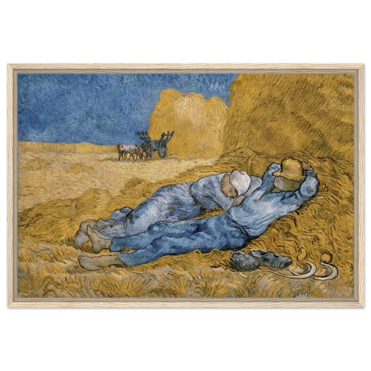 The Siesta | Noon: Rest from Work, 1889, by Vincent van Gogh | Vintage wall art print - Framed Canvas - 60x90 cm / 24x36″ - Wood frame