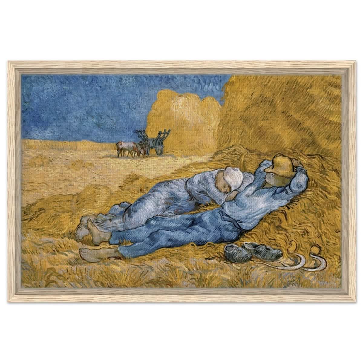 The Siesta | Noon: Rest from Work, 1889, by Vincent van Gogh | Vintage wall art print - Framed Canvas - 40x60 cm / 16x24″ - Wood frame