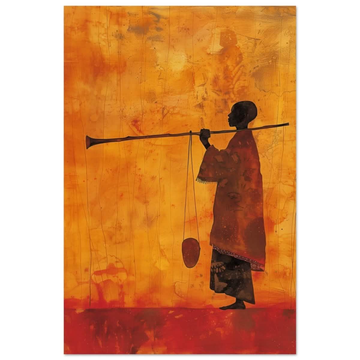 The Silent Journey V1 | Ethnic and Cultural Figurative Art | Minimalist Expressionism wall art print - Wood Prints - 30x45 cm / 12x18″ -