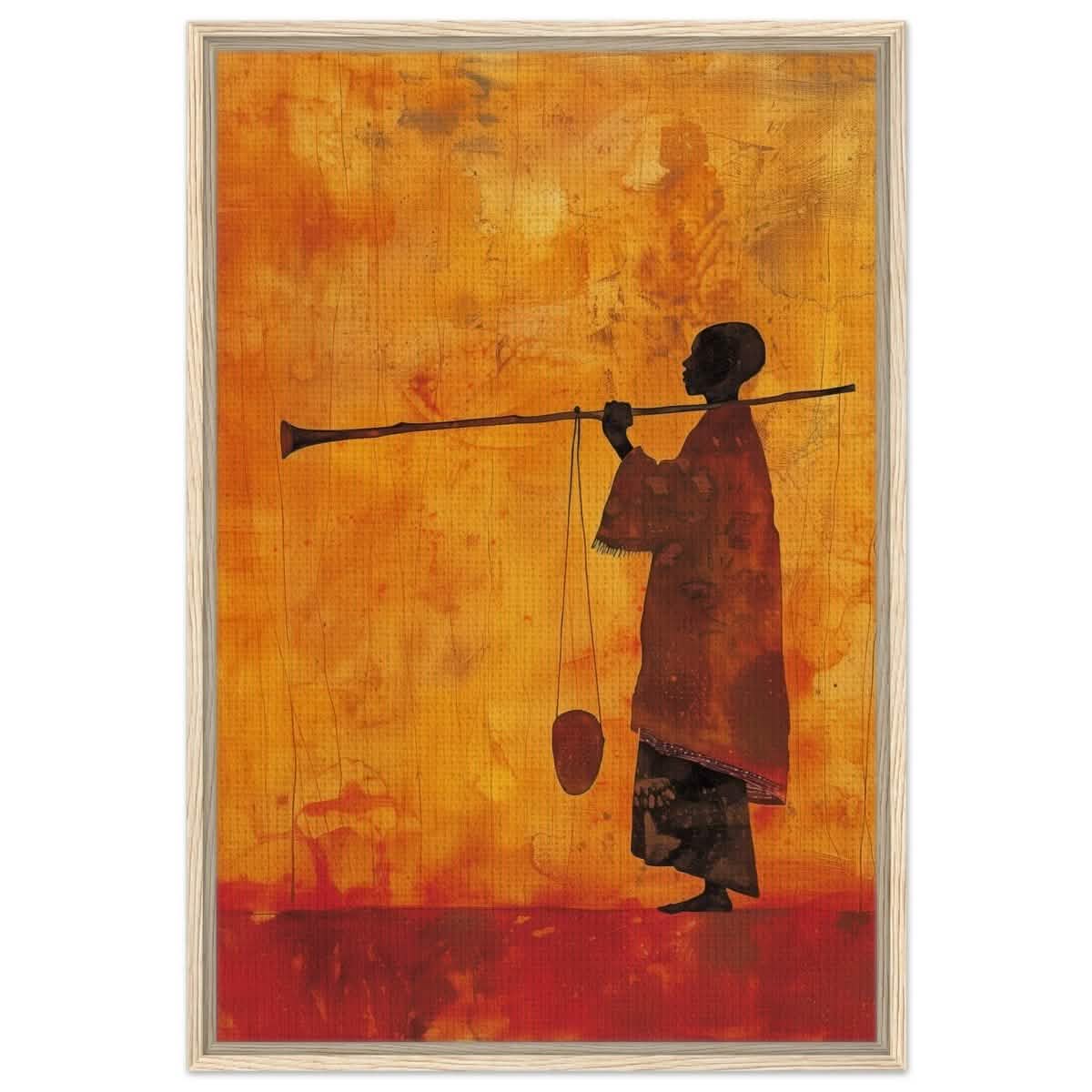 The Silent Journey V1 | Ethnic and Cultural Figurative Art | Minimalist Expressionism wall art print - Framed Canvas - 30x45 cm / 12x18″ - Wood frame