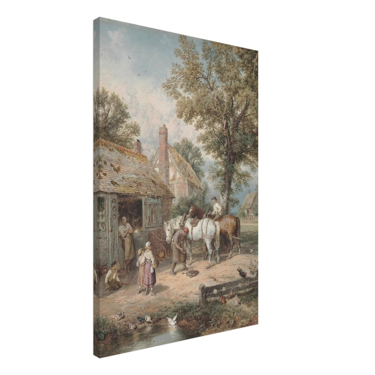 The Smithy by Myles Birket Foster Vintage Wall Art - Canvas - 50x75 cm / 20x30″ - Slim