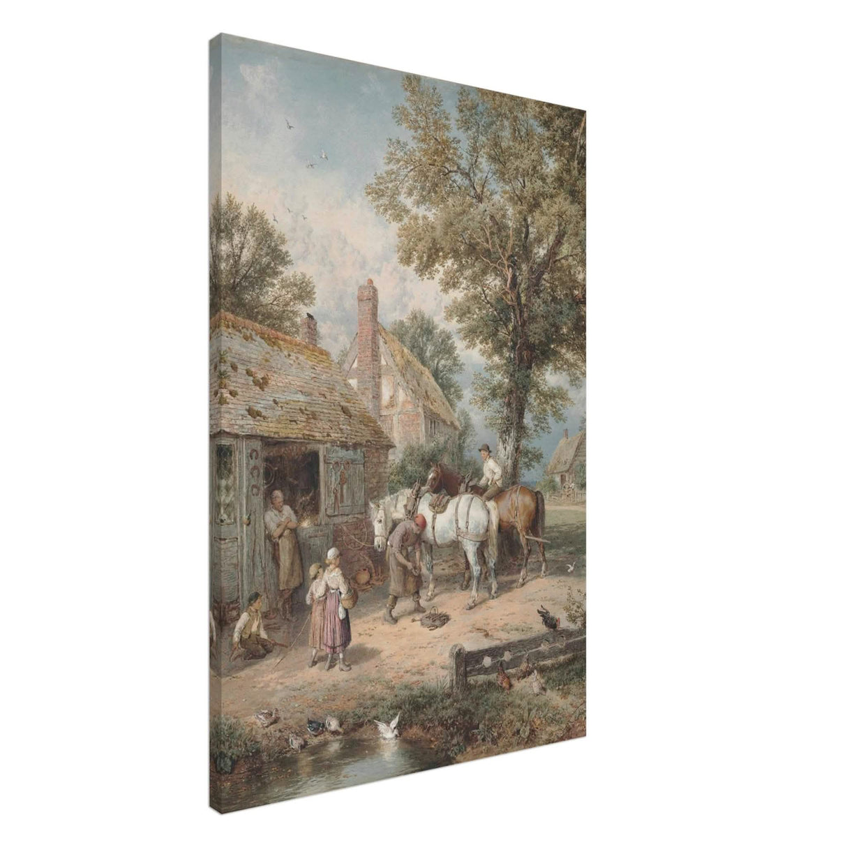 The Smithy by Myles Birket Foster Vintage Wall Art - Canvas - 60x90 cm / 24x36″ - Slim