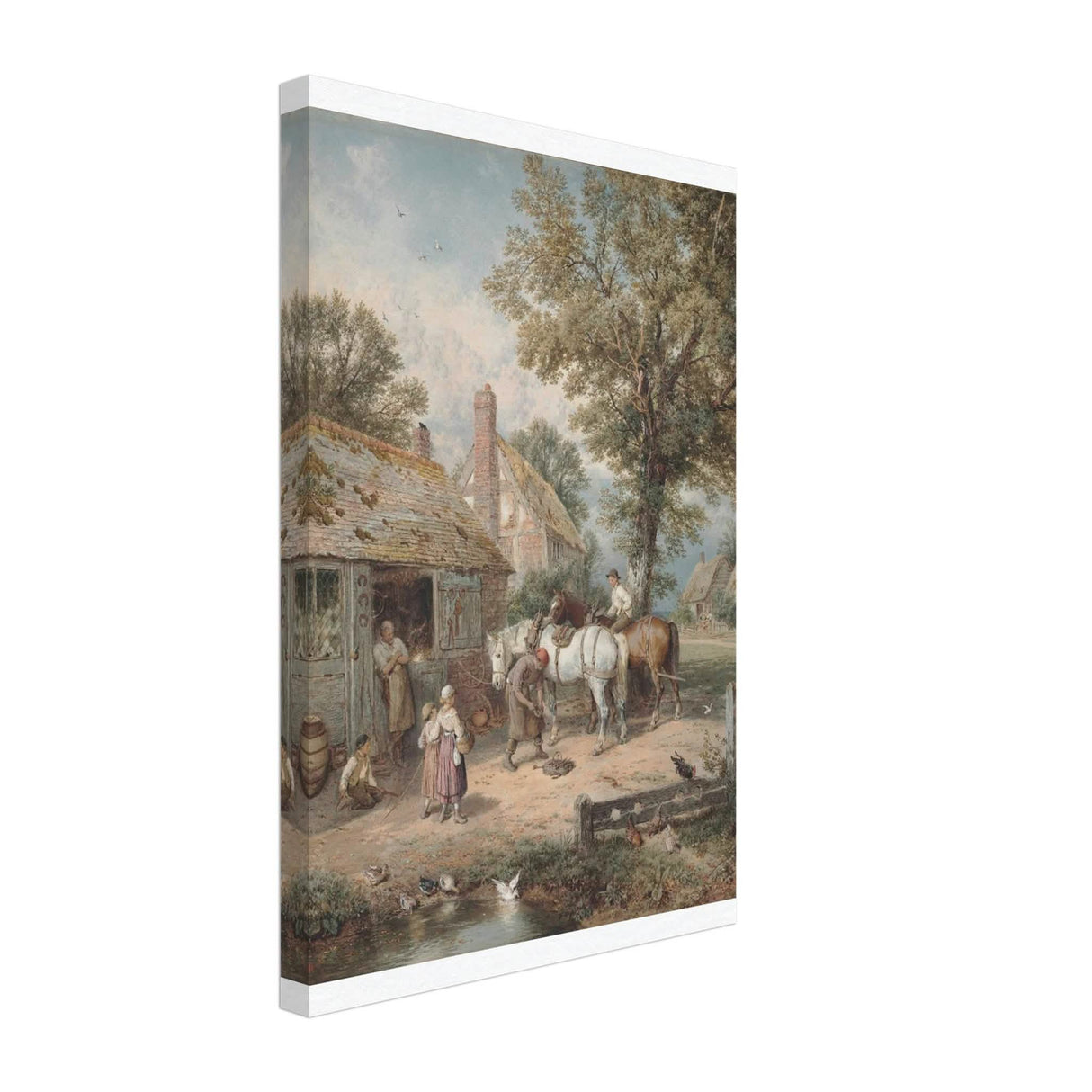 The Smithy by Myles Birket Foster Vintage Wall Art - Canvas - 30x45 cm / 12x18″ - Slim