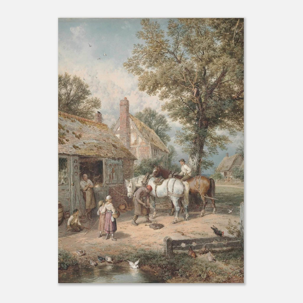 The Smithy by Myles Birket Foster Vintage Wall Art - Aluminum Print - 70x100 cm / 28x40″ -