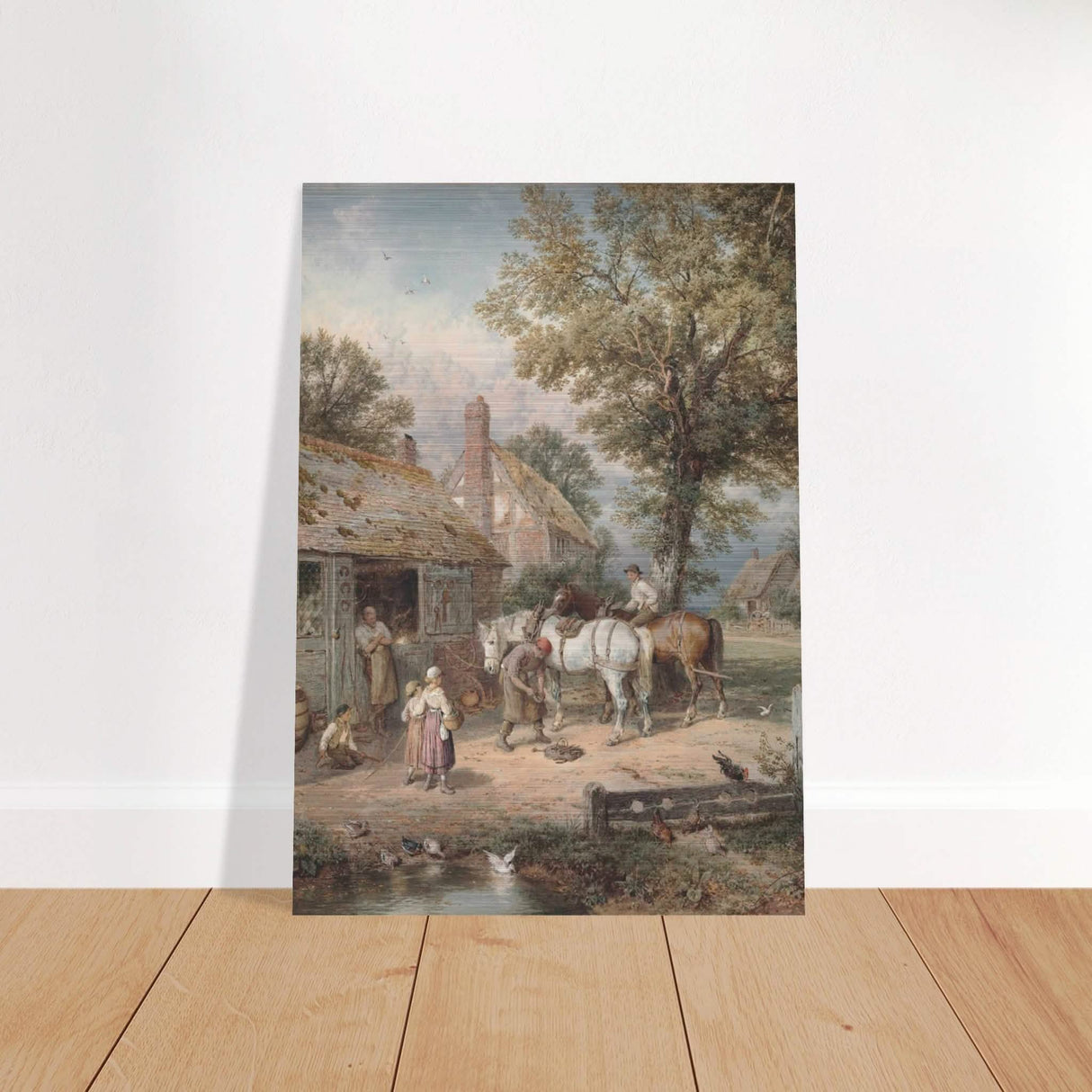 The Smithy by Myles Birket Foster Vintage Wall Art - Brushed Aluminum Print - 70x100 cm / 28x40″ -
