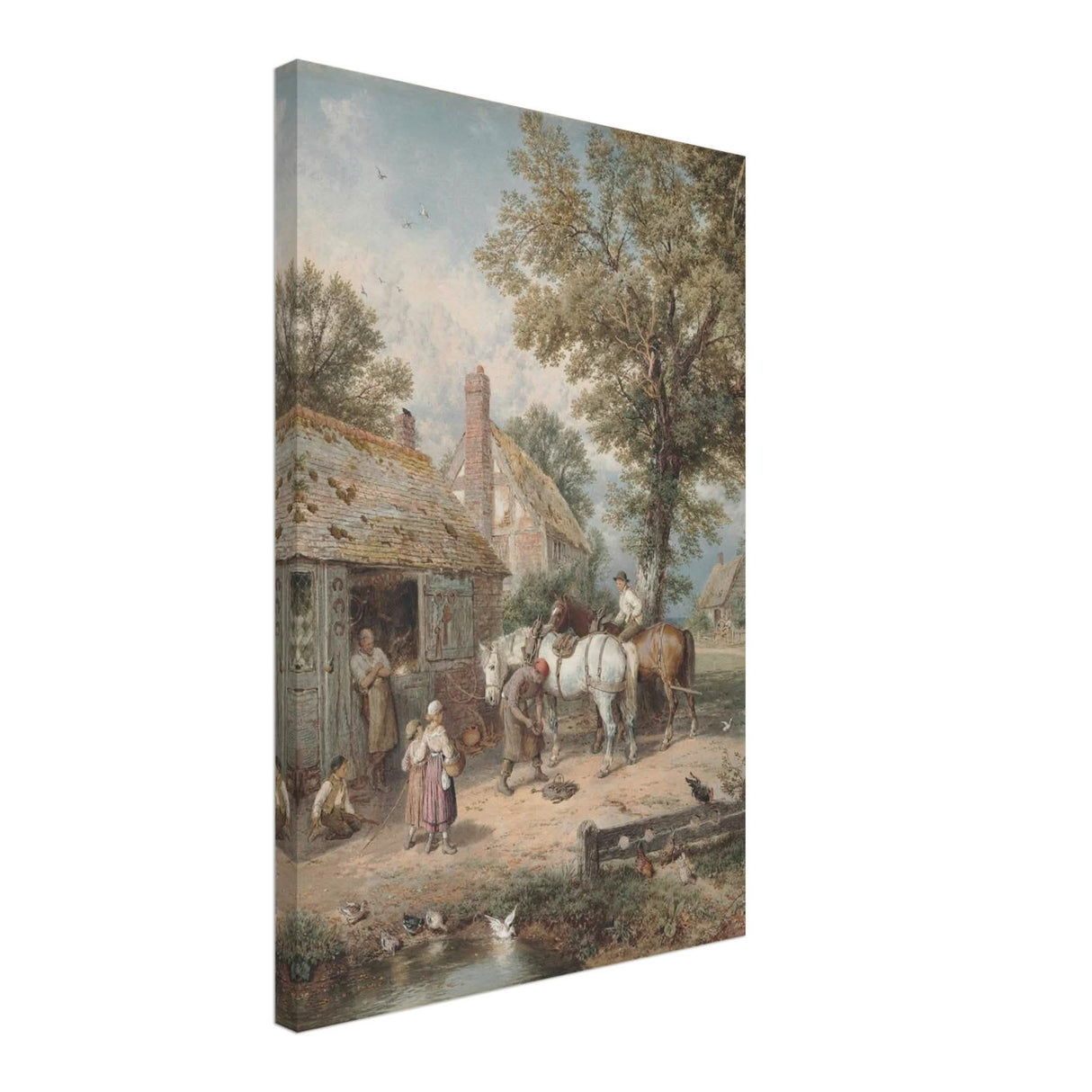 The Smithy by Myles Birket Foster Vintage Wall Art - Canvas - 40x60 cm / 16x24″ - Slim