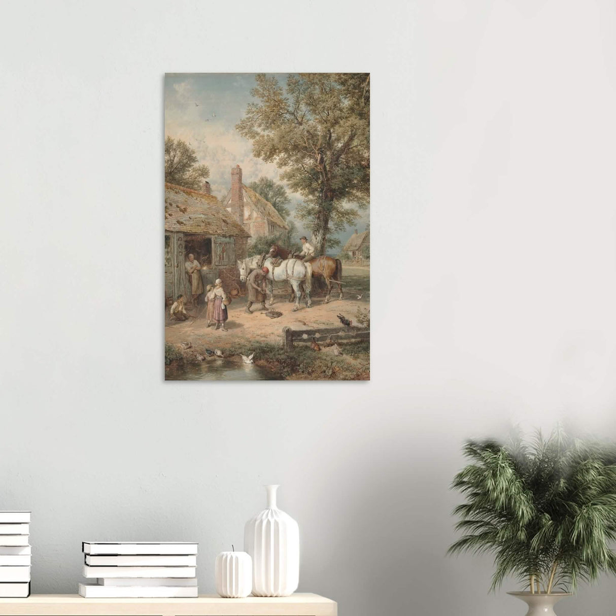 The Smithy by Myles Birket Foster Vintage Wall Art - Wood Prints - 50x75 cm / 20x30″ - 10 mm