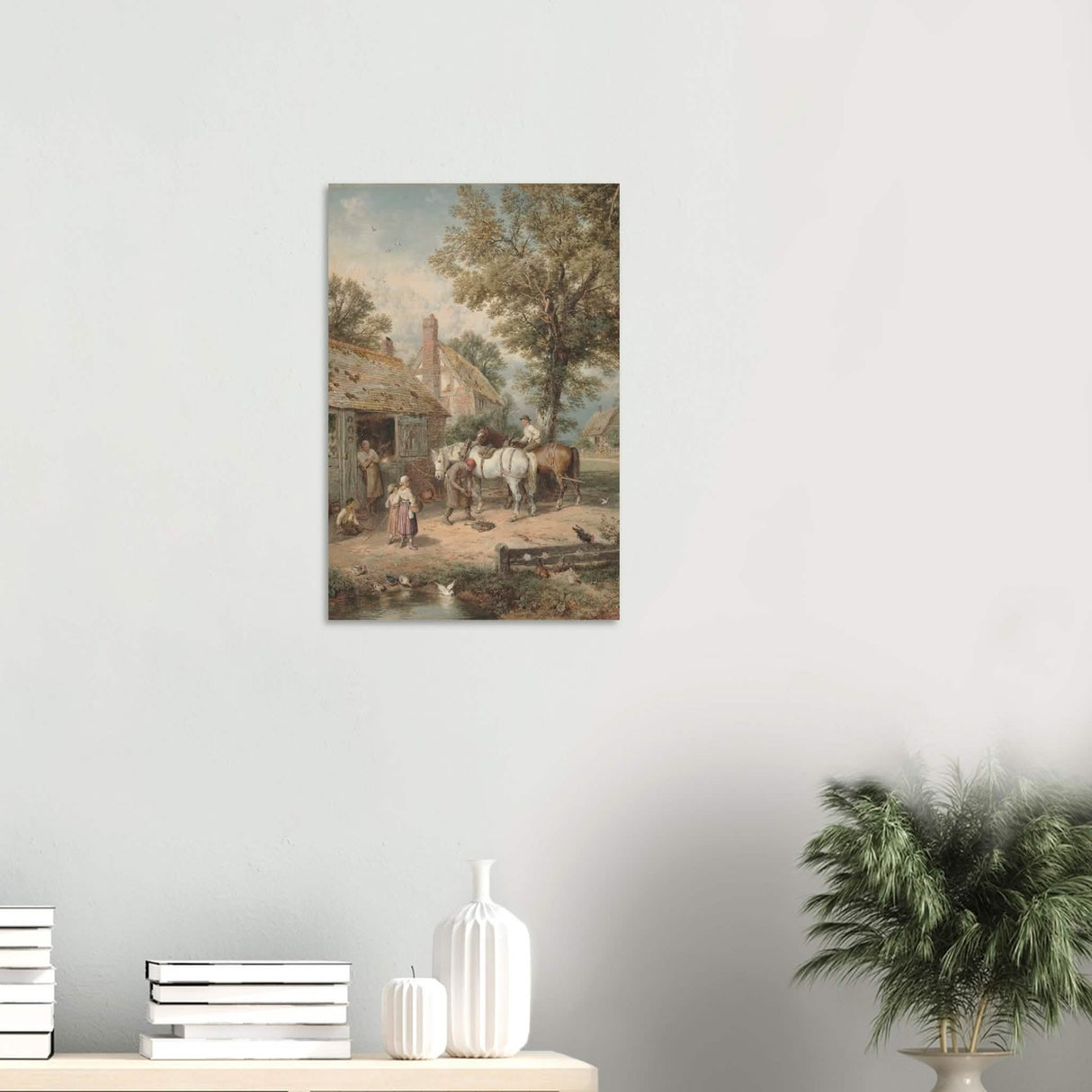 The Smithy by Myles Birket Foster Vintage Wall Art - Wood Prints - 40x60 cm / 16x24″ - 20 mm