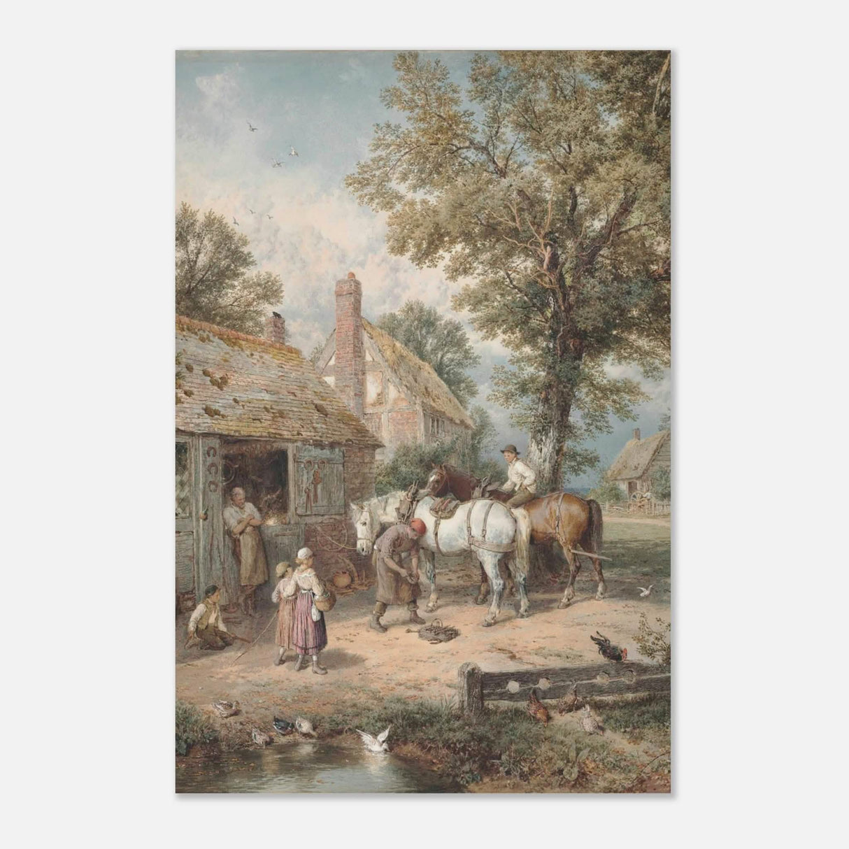 The Smithy by Myles Birket Foster Vintage Wall Art - Aluminum Print - 60x90 cm / 24x36″ -