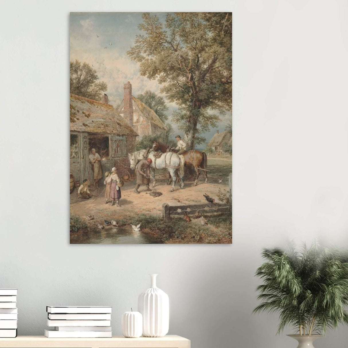 The Smithy by Myles Birket Foster Vintage Wall Art - Wood Prints - 70x100 cm / 28x40″ - 10 mm