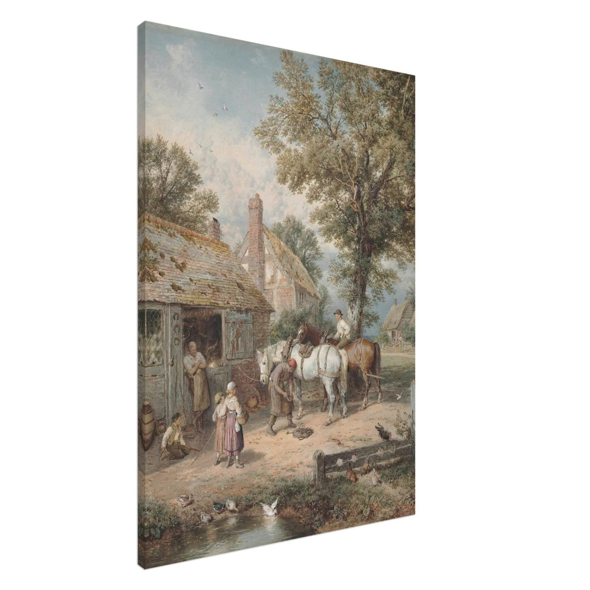 The Smithy by Myles Birket Foster Vintage Wall Art - Canvas - 70x100 cm / 28x40″ - Slim