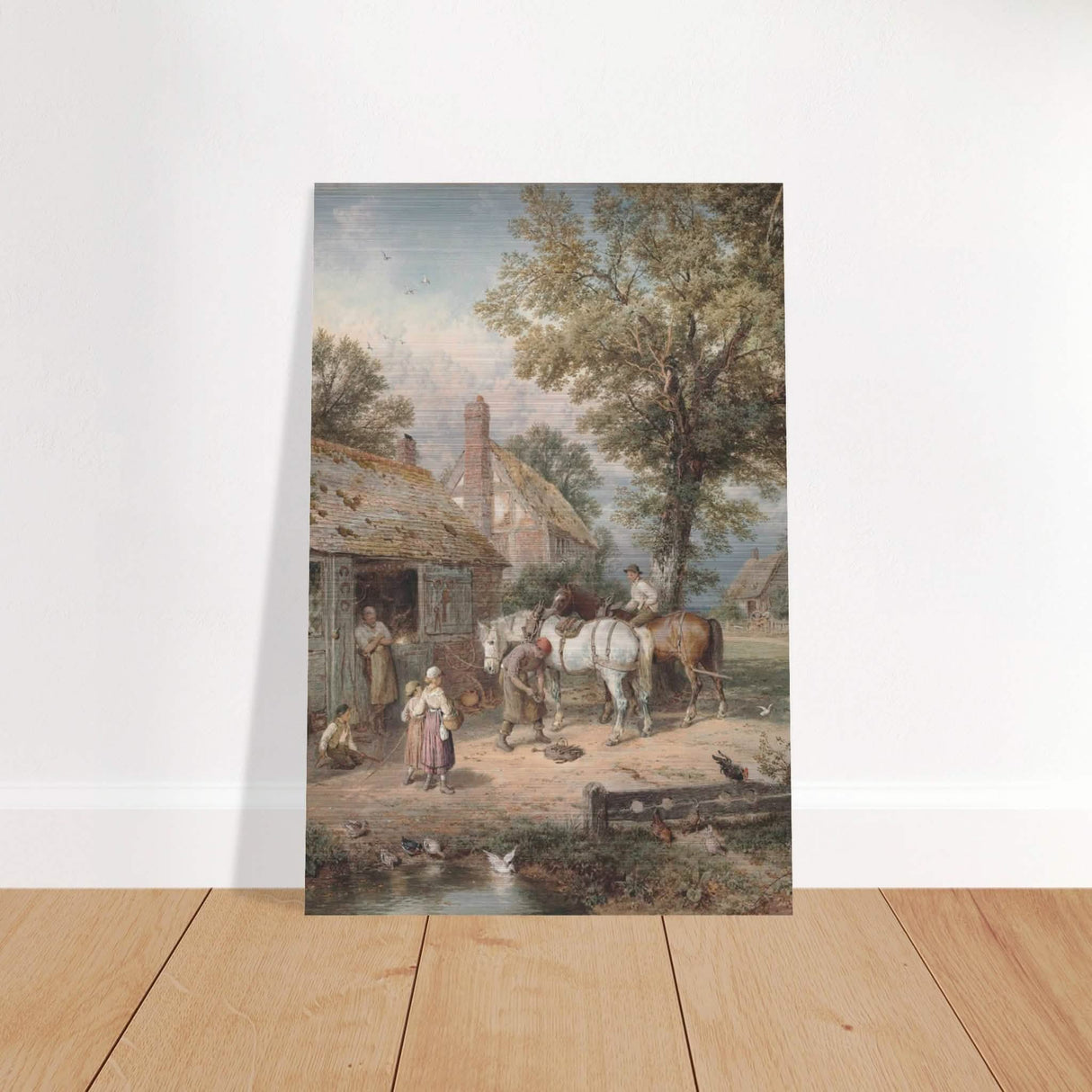 The Smithy by Myles Birket Foster Vintage Wall Art - Brushed Aluminum Print - 60x90 cm / 24x36″ -