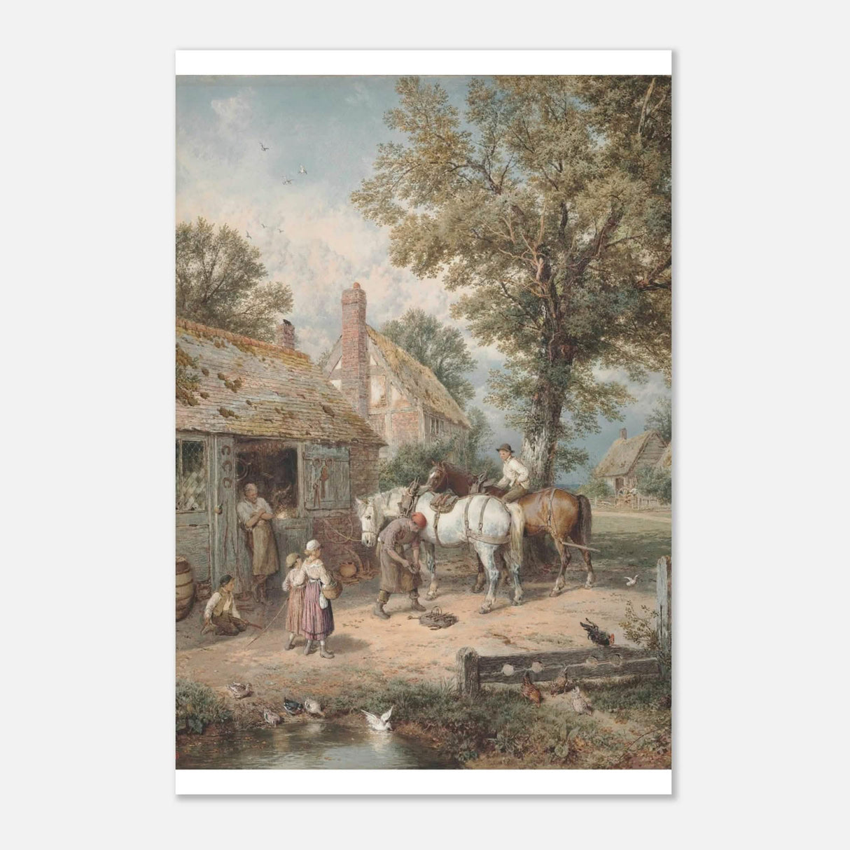 The Smithy by Myles Birket Foster Vintage Wall Art - Aluminum Print - 30x45 cm / 12x18″ -