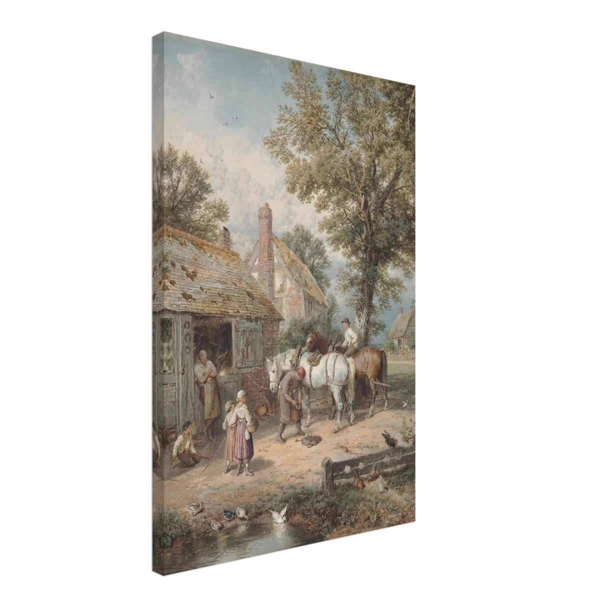 The Smithy by Myles Birket Foster Vintage Wall Art - Canvas - 50x75 cm / 20x30″ - Thick