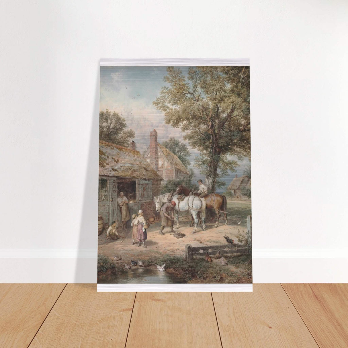 The Smithy by Myles Birket Foster Vintage Wall Art - Brushed Aluminum Print - 30x45 cm / 12x18″ -