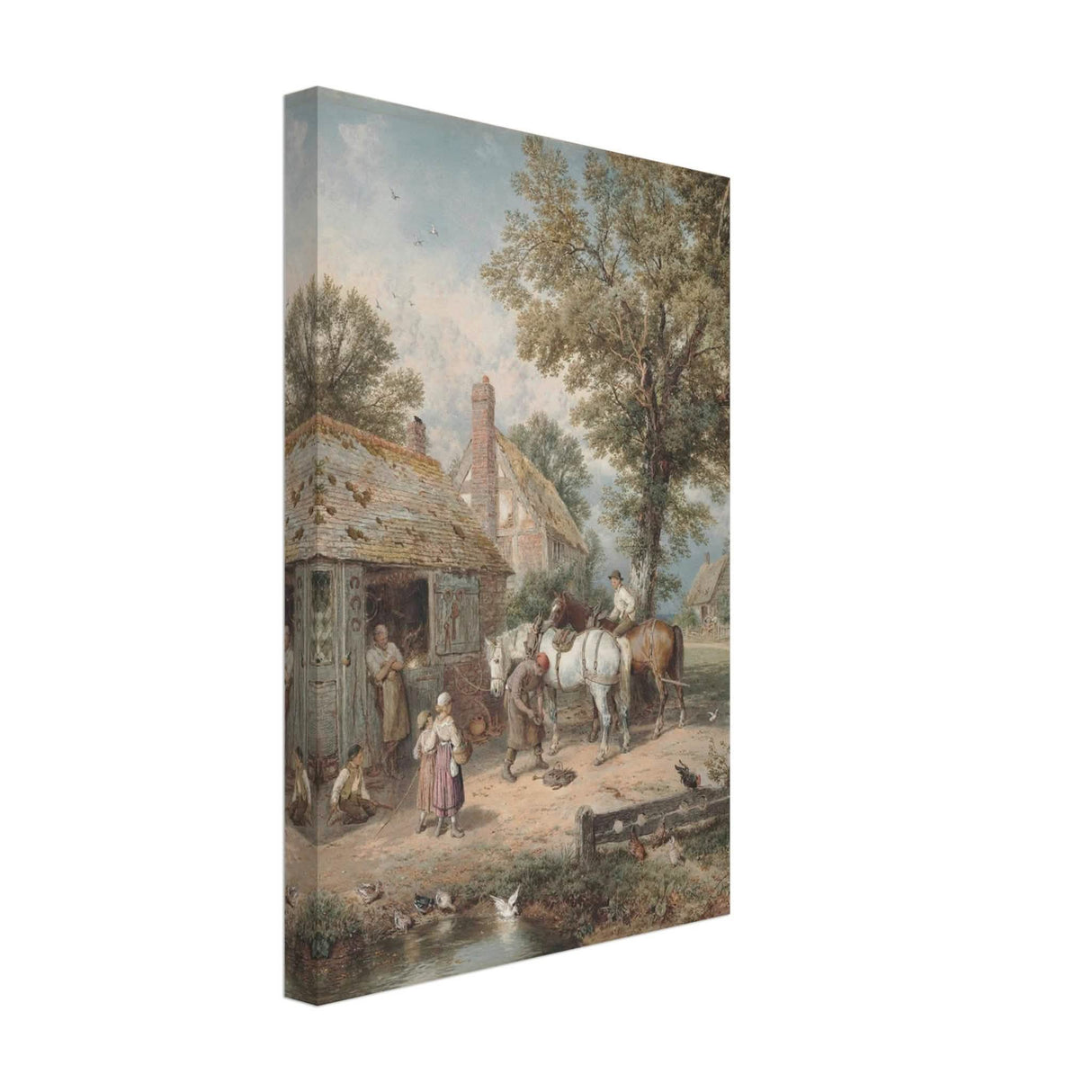 The Smithy by Myles Birket Foster Vintage Wall Art - Canvas - 30x45 cm / 12x18″ - Thick