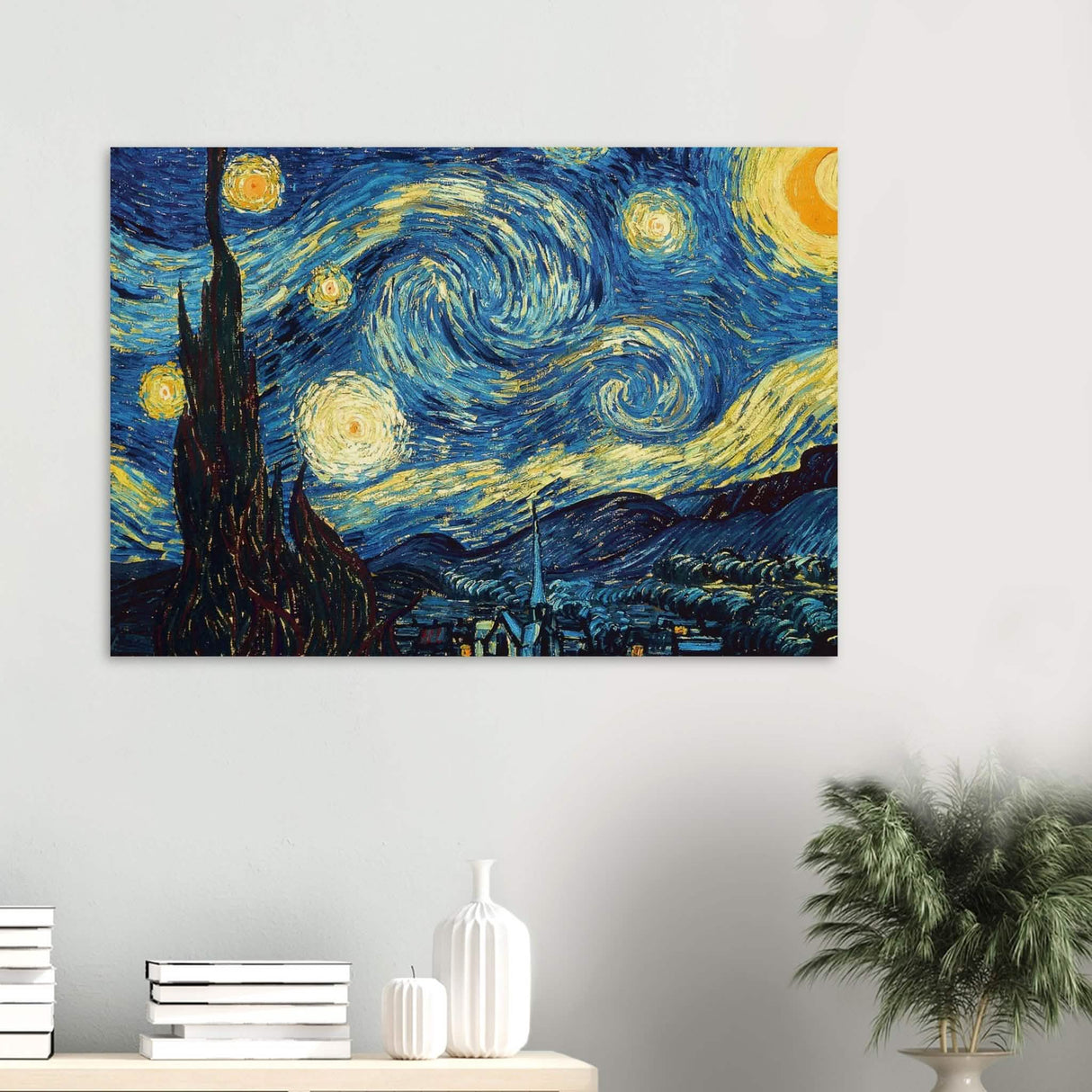 The Starry Night by Vincent van Gogh - Wood Prints - 70x100 cm / 28x40″ - 10 mm