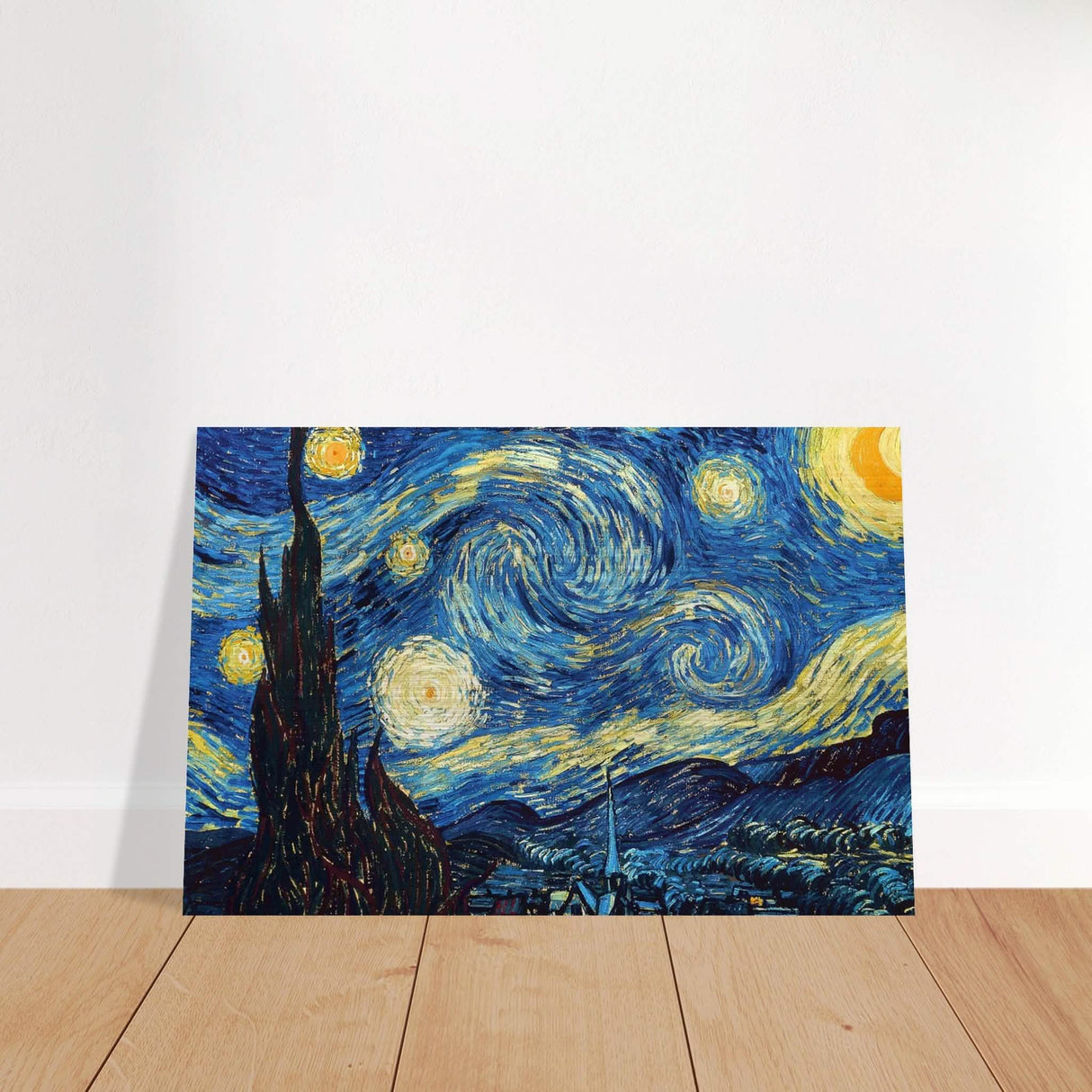 The Starry Night by Vincent van Gogh - Brushed Aluminum Print - 40x60 cm / 16x24″ -