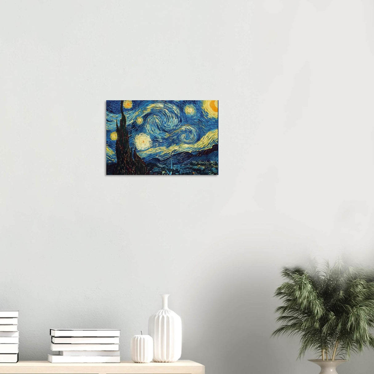 The Starry Night by Vincent van Gogh - Wood Prints - 30x45 cm / 12x18″ - 20 mm