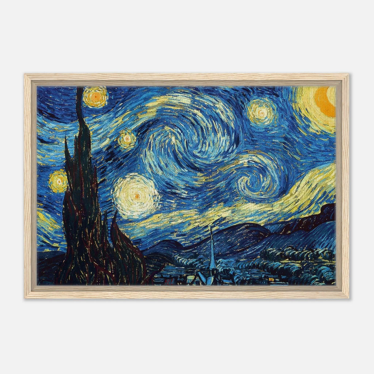 The Starry Night by Vincent van Gogh - Framed Canvas - 40x60 cm / 16x24″ - Wood frame
