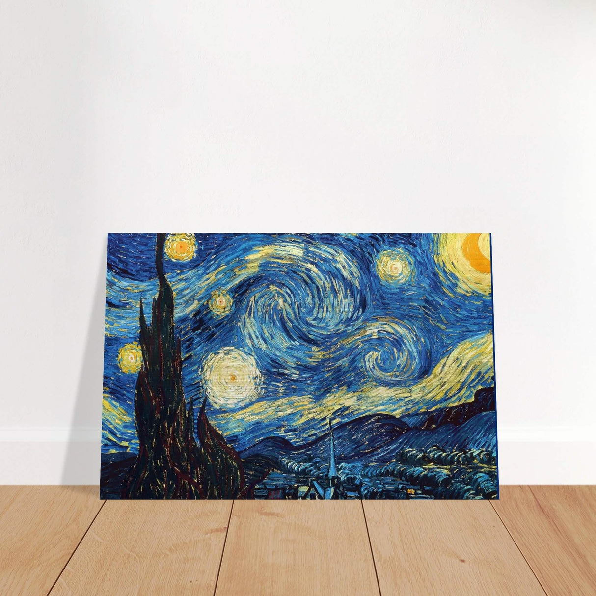 The Starry Night by Vincent van Gogh - Brushed Aluminum Print - 30x45 cm / 12x18″ -