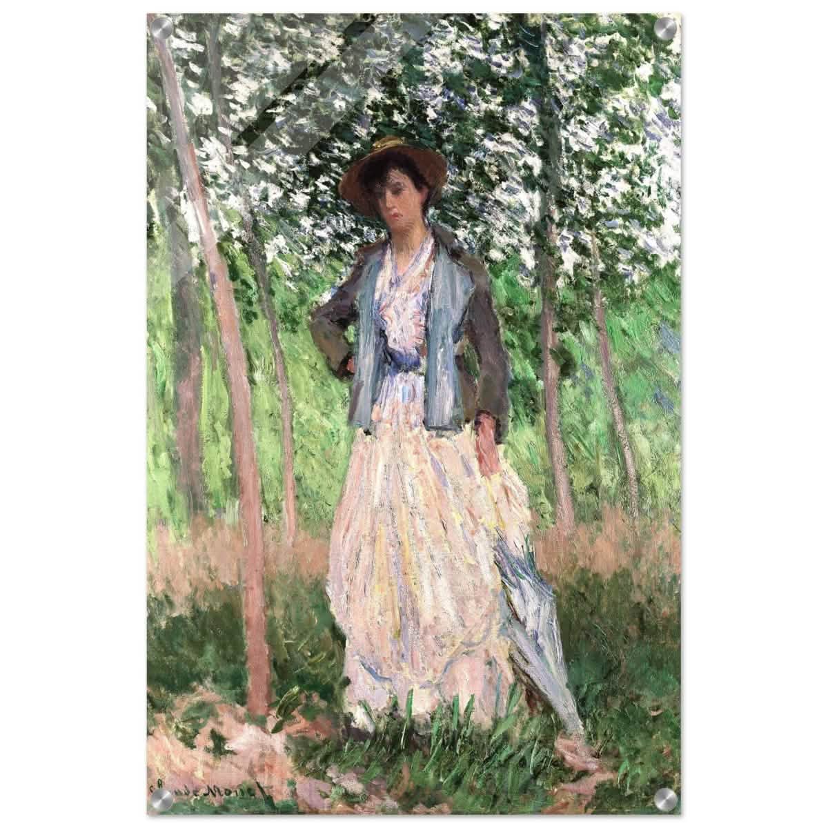 The Stroller (Suzanne Hoschedé, later Mrs. Theodore Earl Butler, 1868–1899) by Claude Monet - Acrylic Print - 30x45 cm / 12x18″ -