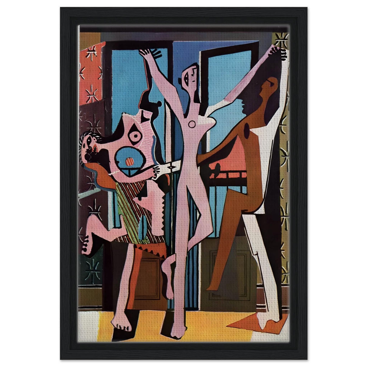 The Three Dancers by Pablo Picasso 1925 | Cubism wall art print - Framed Canvas - 30x45 cm / 12x18″ - Black frame