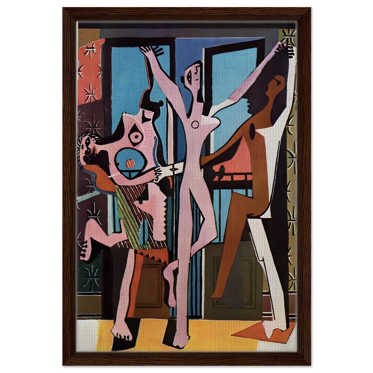 The Three Dancers by Pablo Picasso 1925 | Cubism wall art print - Framed Canvas - 40x60 cm / 16x24″ - Dark wood frame