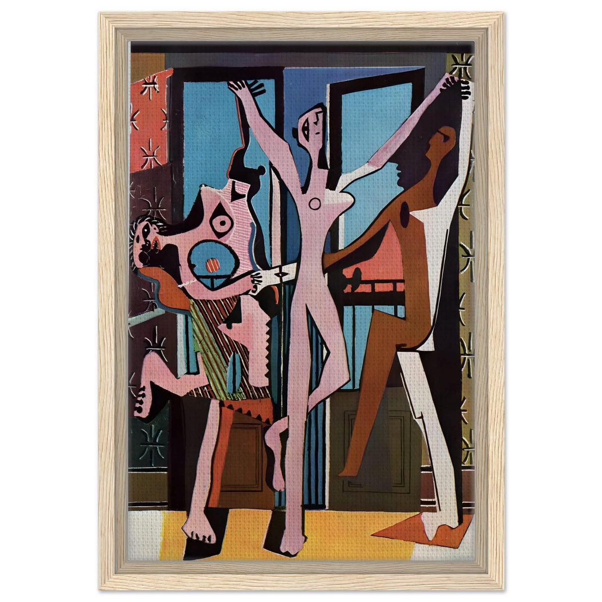 The Three Dancers by Pablo Picasso 1925 | Cubism wall art print - Framed Canvas - 30x45 cm / 12x18″ - Wood frame