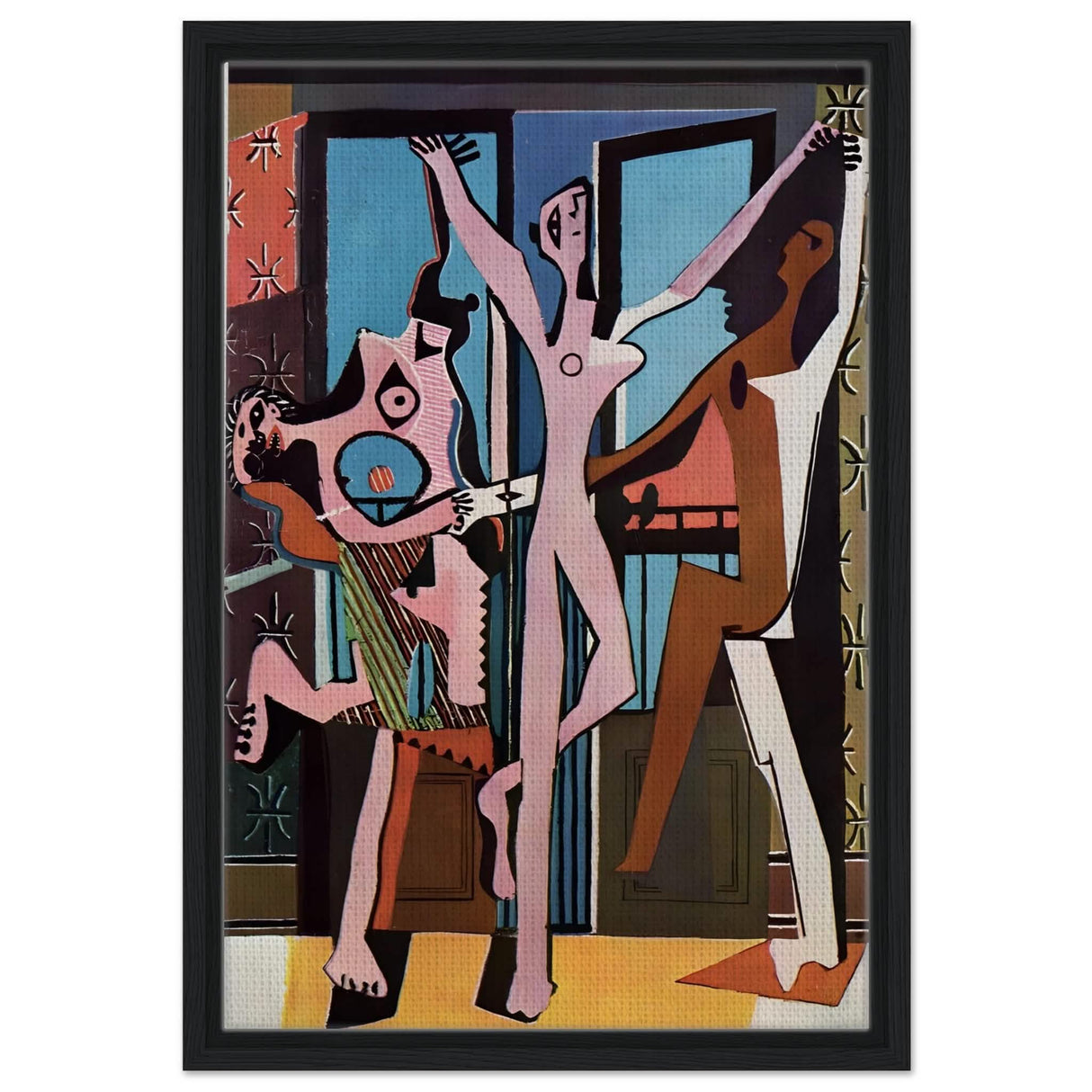 The Three Dancers by Pablo Picasso 1925 | Cubism wall art print - Framed Canvas - 40x60 cm / 16x24″ - Black frame