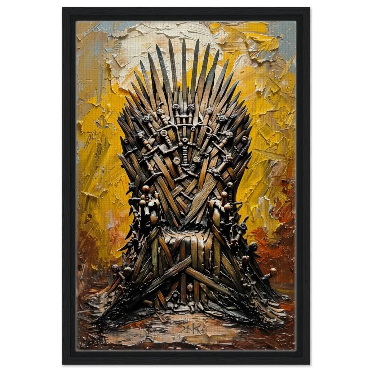 The Throne of Legends | Wall art Print | The Iron Throne | Game of Thrones - Framed Canvas - 40x60 cm / 16x24″ - Black frame