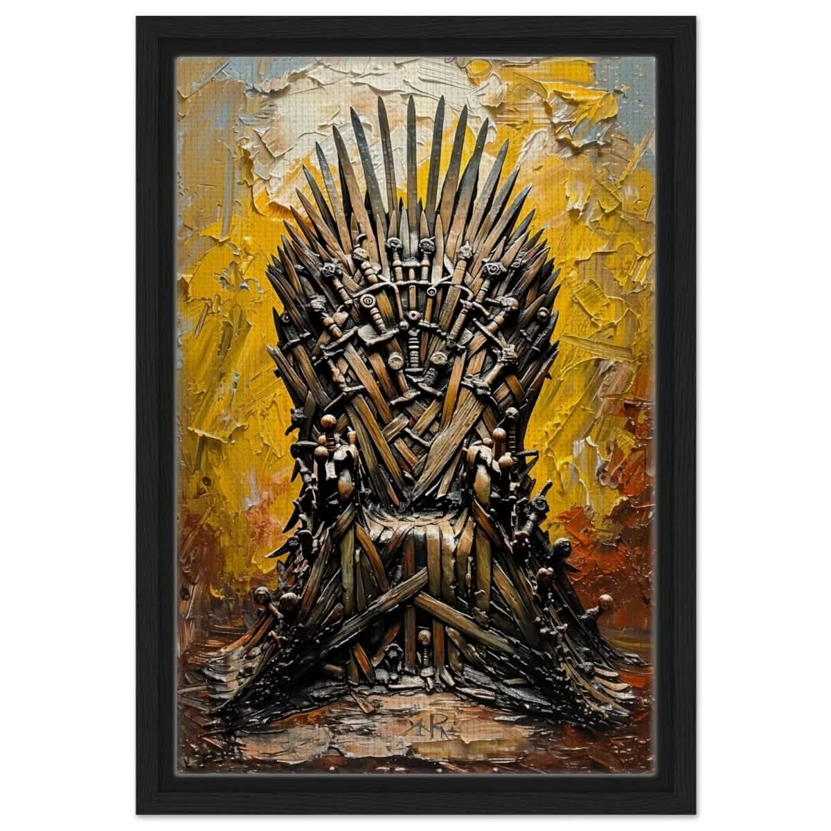 The Throne of Legends | Wall art Print | The Iron Throne | Game of Thrones - Framed Canvas - 30x45 cm / 12x18″ - Black frame